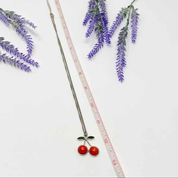 Vintage 80s Cherry Pendant Necklace - Picture 4 of 5